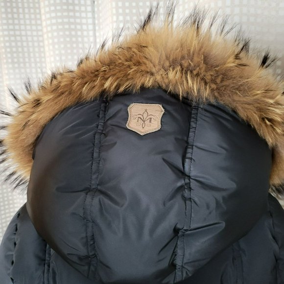 Mackage Black Down Coat with Natural Fur Signature Mackage Collar - Size S - Picture 11 of 16